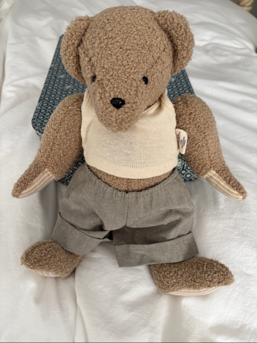 French Moulin Roty Paris Plush Wool Brown Teddy Bear With Carrying Case